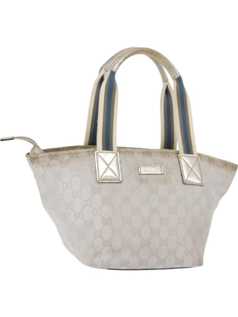 GUCCI GG Canvas Sherry Line Tote Bag Silver 131228